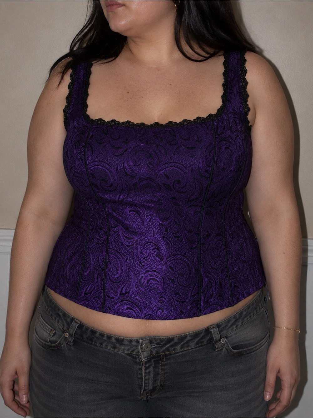 Vintage y2k Purple Paisley Corset Style Whimsigoth Top Size Large